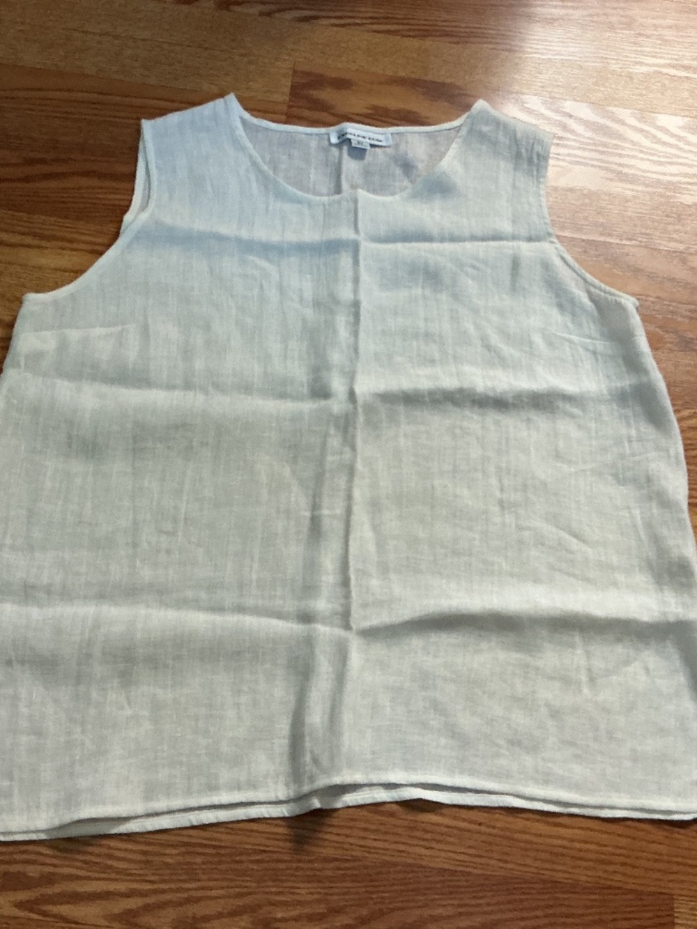Caroline Rose Off White Linen Tank Top Size 2X